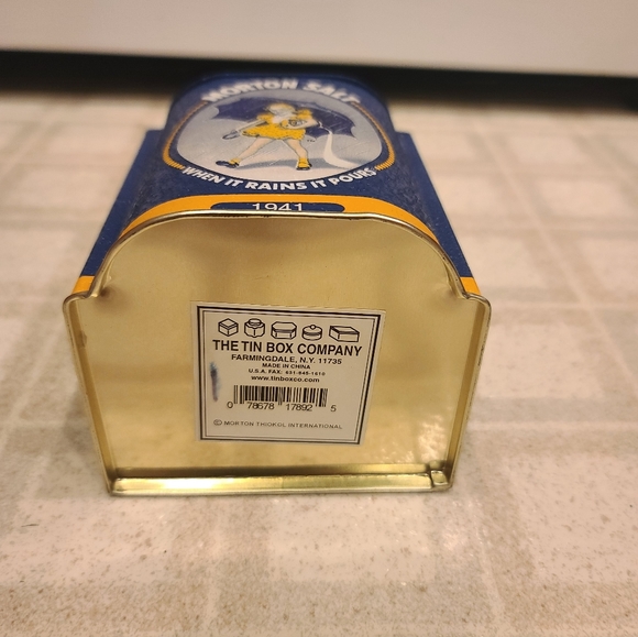 Morton Salt Vintage Reproduction Hinged Slanted Top Tin - Picture 6 of 8